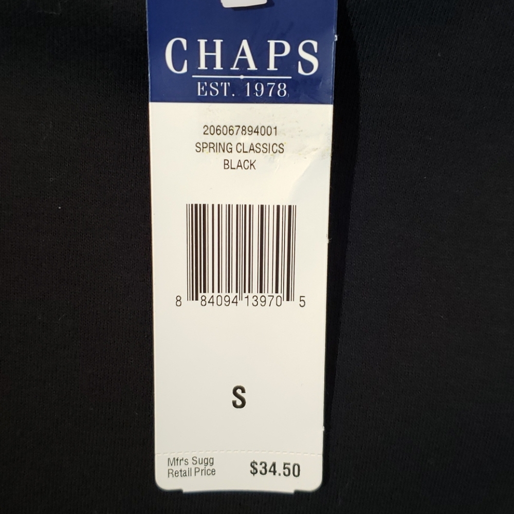 NWT Chaps Black 3/4 Sleeve Cotton Top Size Small - Picture 4 of 5